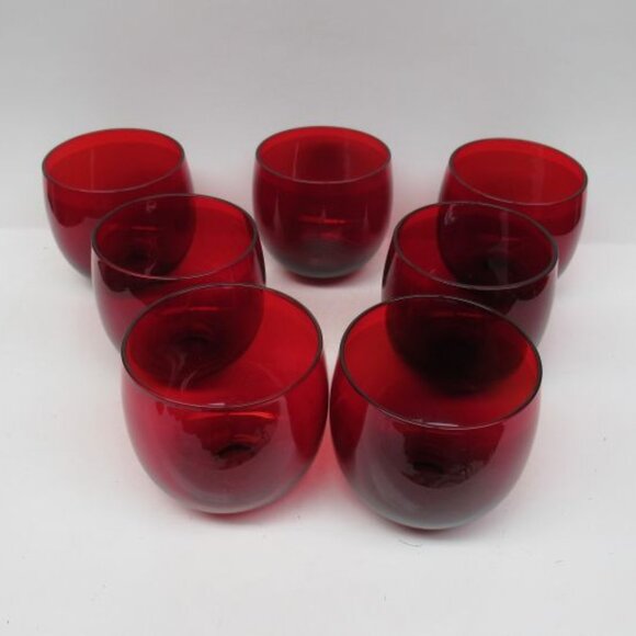 7 - Anchor Hocking Ruby Red ROLY POLY 3 Inch Punch Cups or Tumblers - Picture 4 of 4